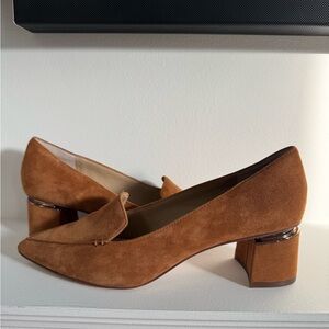 Enzo Angiolini Suede Loafers, pointed toe, block heel